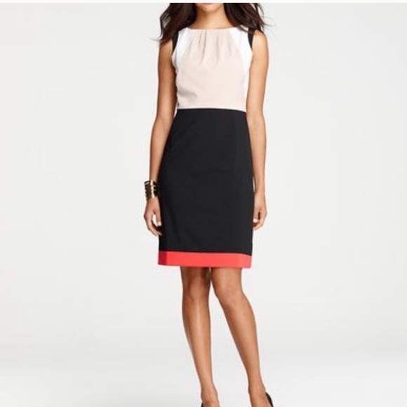 Ann Taylor Tan and Black Dress Size Two 2 Petite - Picture 7 of 7